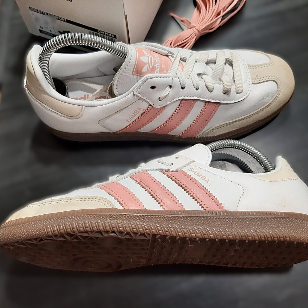 Adidas Samba 🚺 Women's Size 8 OG Cloud White Wonder Mauve Tan Gum JI2677 Shoes - Picture 15 of 16